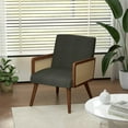 thumbnail image 2 of Fijinhom Modern Woven Rattan Armchair with Linen Fabric and Rubberwood Legs, 2 of 7