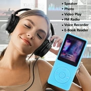 MP3 Player, Music Player with 16GB Micro SD Card, Build-in FM Radio/Video Play/Voice Recorder/E-Book Reader, Supports up to 128GB, Sky blue