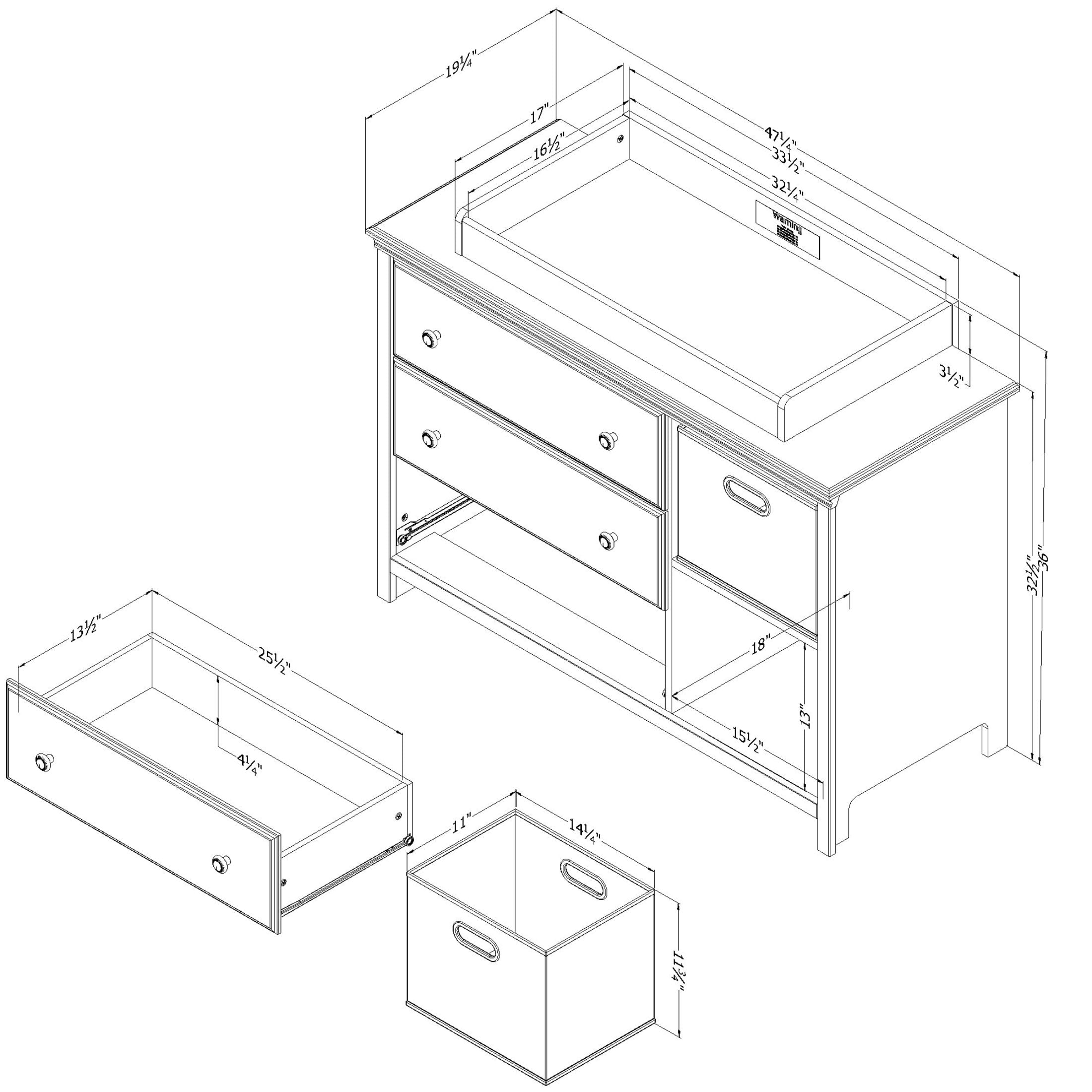South Shore Cotton Candy, Coastal Changing table,  White
