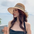 thumbnail image 3 of D-GROEE Women Straw Hat Beach Sun Cap Flower Decor Lady Braided for Travel Decoration Summer Vacation Soft Lightweight and Breathable, 3 of 8