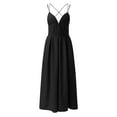 thumbnail image 2 of Vedolay Elegant Dresses For Women Womens Elegance Audrey Hepburn Style Ruched 3/4 Sleeve Midi A-line Dress,Black XL, 2 of 5