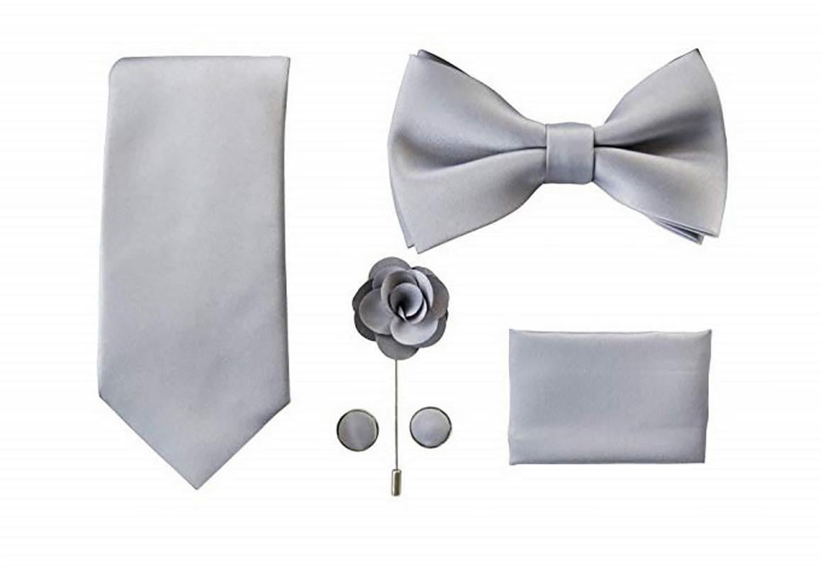 Berlioni Gift Box Set Present Tie Bow-Tie Lapel Pin Handkerchief and  Cufflinks White - Walmart.com