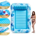 thumbnail image 6 of Sloosh Inflatable Tanning Pool Lounger Float, 85" x 57" Extra Large Suntan Sun Tan tub for Adults & Kids, Tanning chair, Bed Blow up, Raft Lounge Floatie, XL-Blue, 6 of 8