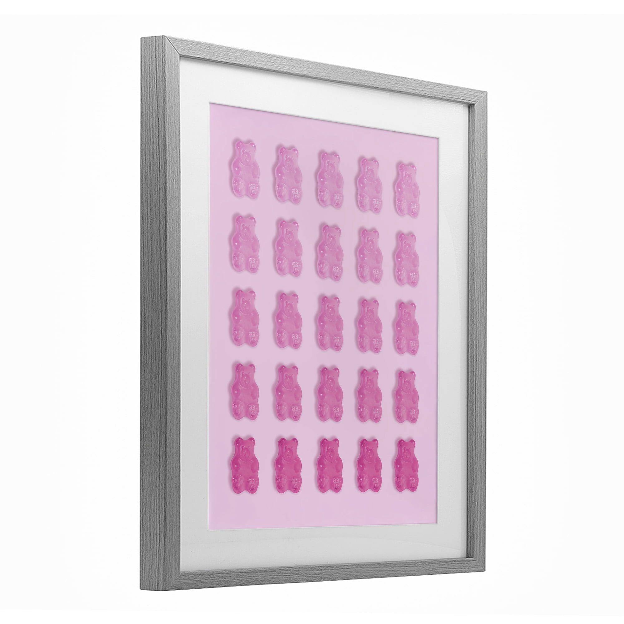Stupell Industries Gradient Pastel Pink Bears Gray Framed Print Under Glass, design by LISH Creative