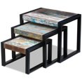 thumbnail image 3 of vidaXL Tables Gigognes Trois Pièces Bois Massif Recyclé, 3 of 5