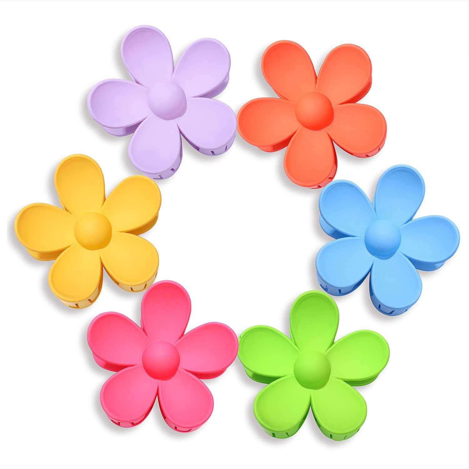 Big hair claw clip flower hair clip non-slip cute hair clip hair clip jaw  clip 6 colors suitable for girls and girls with medium and thick hair  6-piece set (color) 