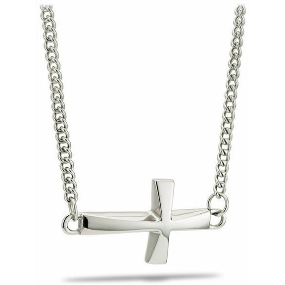 Women's Stainless "Carry the Cross" Sideway Necklace-Psalm 28:7 by Shields of Strength