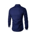 thumbnail image 3 of Frontwalk Men Lightweight Solid Button Down Shirt T Casual Cardigan Lapel Long Sleeve Office Tees Navy Blue 3XL, 3 of 3