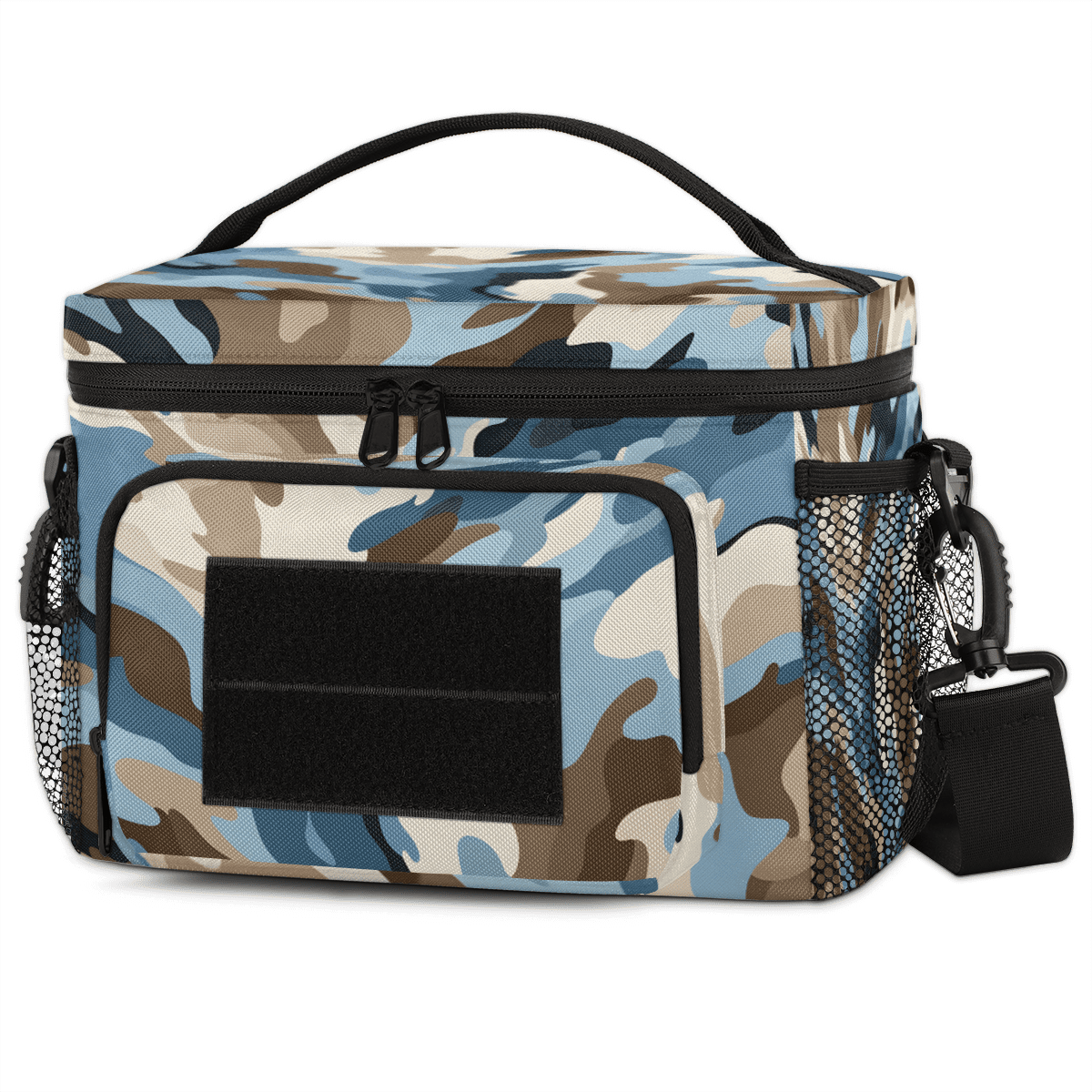 Water-Resistant Tactical Lunch Bag，0.4 Inch Insulated Meal Prep Bag with Removable Strap & Pouch,Camouflage Cooler Bag for Work,Gym,or Outdoor