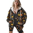 thumbnail image 4 of COEQINE Women's Full Zip Up Hoodie Fashion Oversized Sweatshirts Pumpkin Bones and Spider Webs Print Full Zipper Jacket Long Sleeve Casual Wear Fall Outfits with Pockets, 4XL, 4 of 7