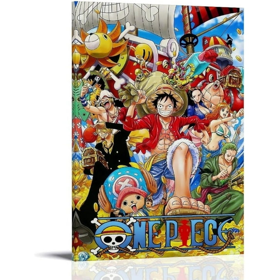 Canvas One Piece Poster Anime Poster Canvas Wall Art Bedroom Decoration Poster 12x16 inch Unframed