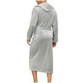 thumbnail image 3 of SHTXOZHI Mens Flannel Hooded Robe with Pockets Plush Fuzzy Fleece Lightweight Long Spa Bathrobe, 3 of 4
