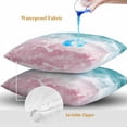 thumbnail image 4 of Pink Turquoise Ombre Throw Pillow Covers 18x18 Inch Set of 2, Abstract Beach Waves Gradient Waterproof Outdoor Pillow Covers, Decorative Cushion Pillowcases for Couch, Sofa, Bed, Garden, Patio, 4 of 9