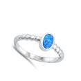 thumbnail image 4 of CHOOSE YOUR COLOR Oval Blue Simulated Opal Ring .925 Sterling Silver CZ Jewelry Female Size 6, 4 of 4