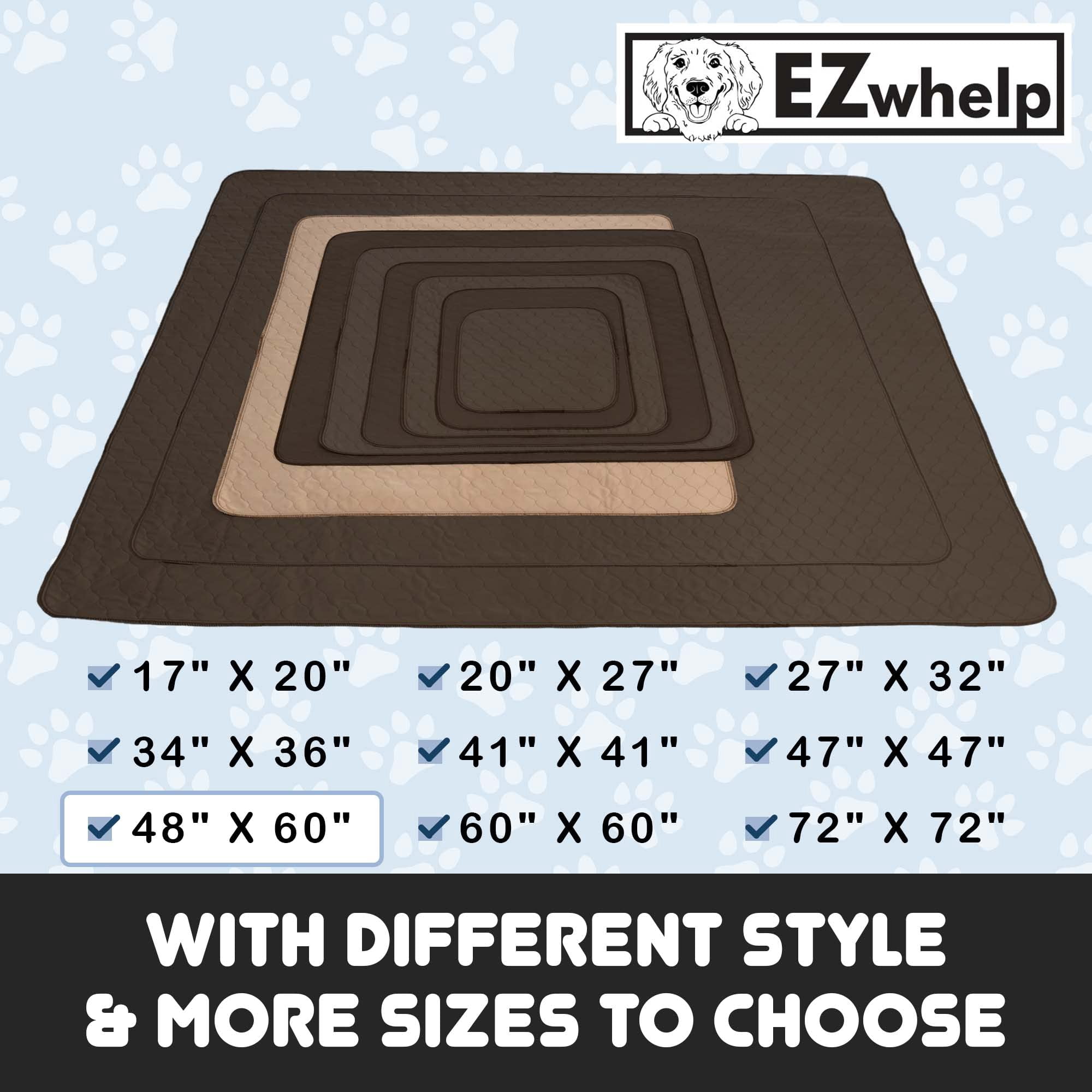 EZwhelp Reusable Dog Pee Pads, 48" x 60" – Waterproof, Washable Training Pads for Puppies & Dogs, Durable, Lightweight, Laminated, Sanitary with Rounded Corners for Training & Housebreaking