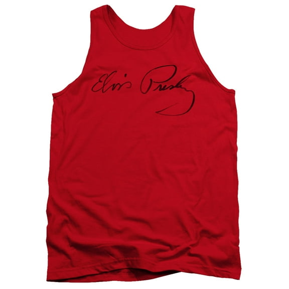 Elvis Presley Signature Sketch Adult Tank Top T-Shirt Red