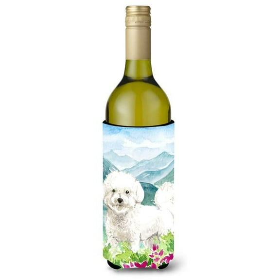 Mountain Flowers Bichon Frise Wine Bottle Beverage Insulator Hugger