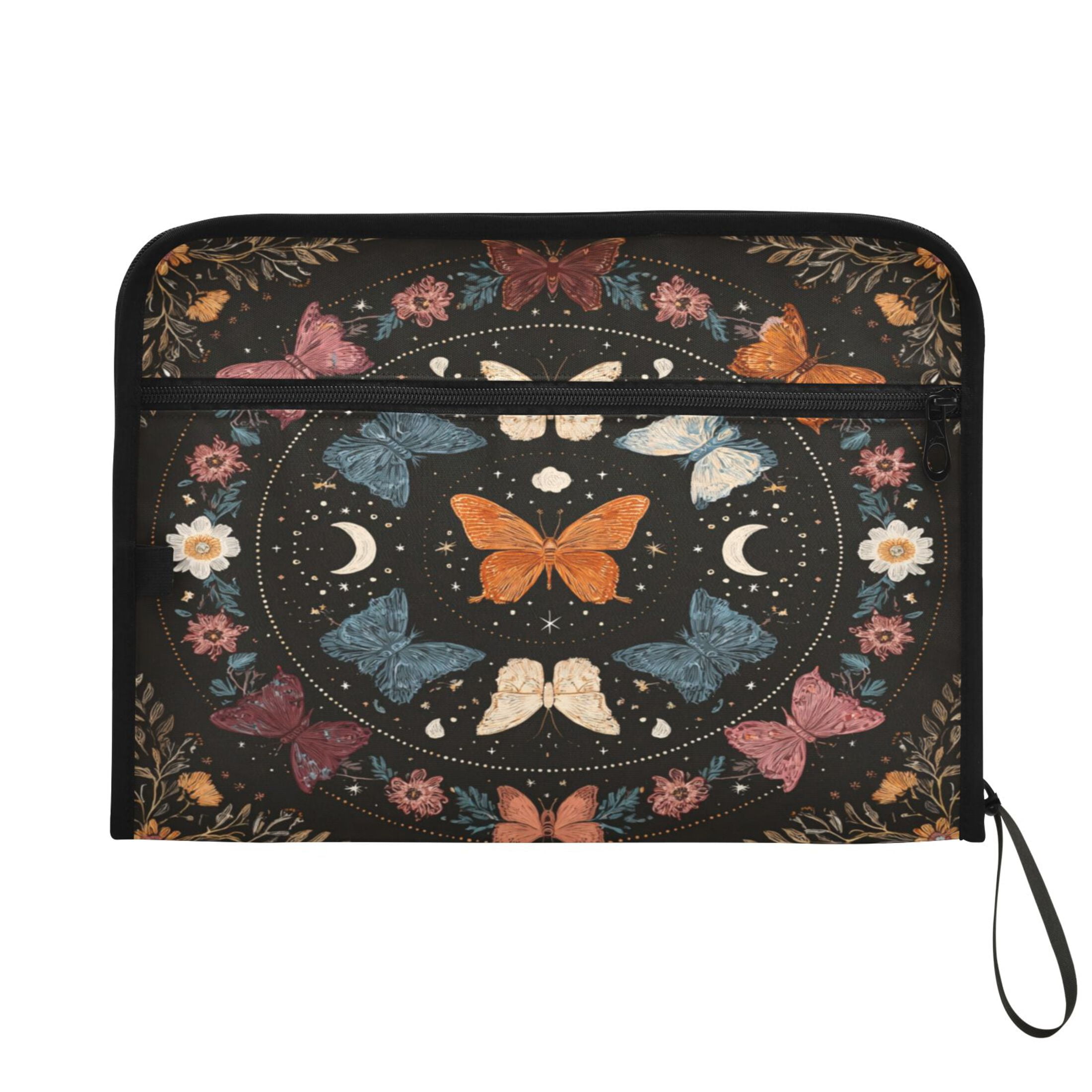 Accordion File Organizer with Zip Closure 13 Pockets Expanding File Folder Letter A4 Paper Document Organizer for Home Office Colorful Butterflies with Flowers