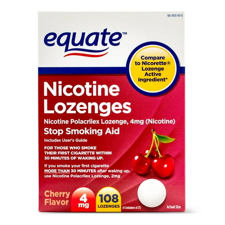 Equate Nicotine Lozenges, Cherry Flavor, 4 mg, 108