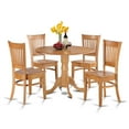 thumbnail image 3 of East West Furniture  5 Piece Dining Table Set- a Round Wooden Table and 4 Chairs, Oak(Seat Type Options) Brown with wood seat DLVA5-OAK-W, 3 of 5