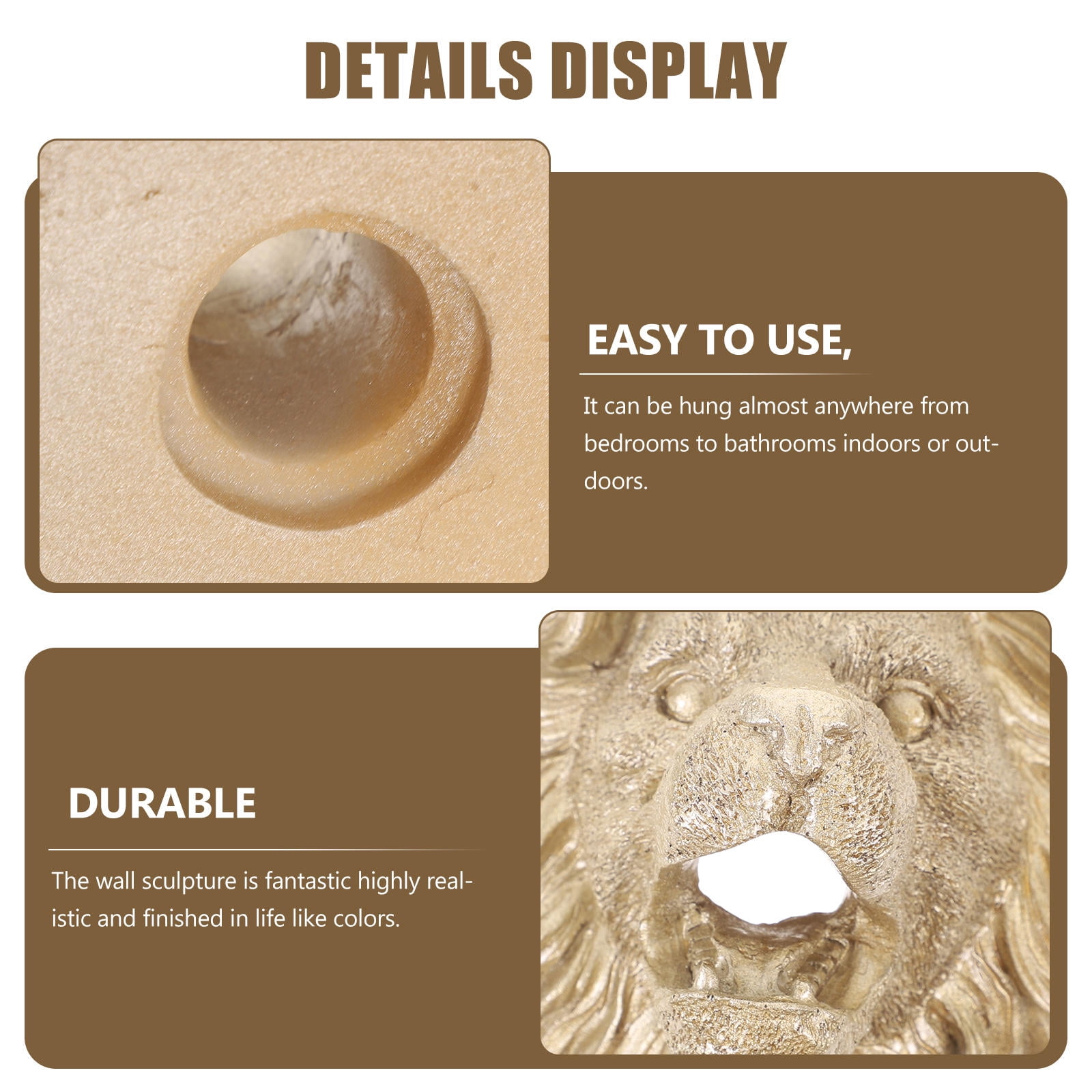 UPOUART Golden Lion Water Spout for Wall Fountains, Garden Ponds, Outdoor Water Features, Decorative Fountain Accessory