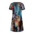 thumbnail image 5 of Dyegold Womens Sundresses Summer Casual Boho Pleated Knee Length Swing Aline Midi Party Beach Dress Floral Print Short Sleeve Sun dresses for Women Plus Crewneck Dresses Vacation, 5 of 5