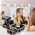 thumbnail image 2 of Maletin para Maquillaje, Estuche de Maquillaje Profesional con 3 Bandejas y Espejo, Caja de Maquillaje Portátil con Cerradura, Aluminio Caja para Maquillaje Ideal Para Viajes y Cosmetiquera (Negro), 2 of 4