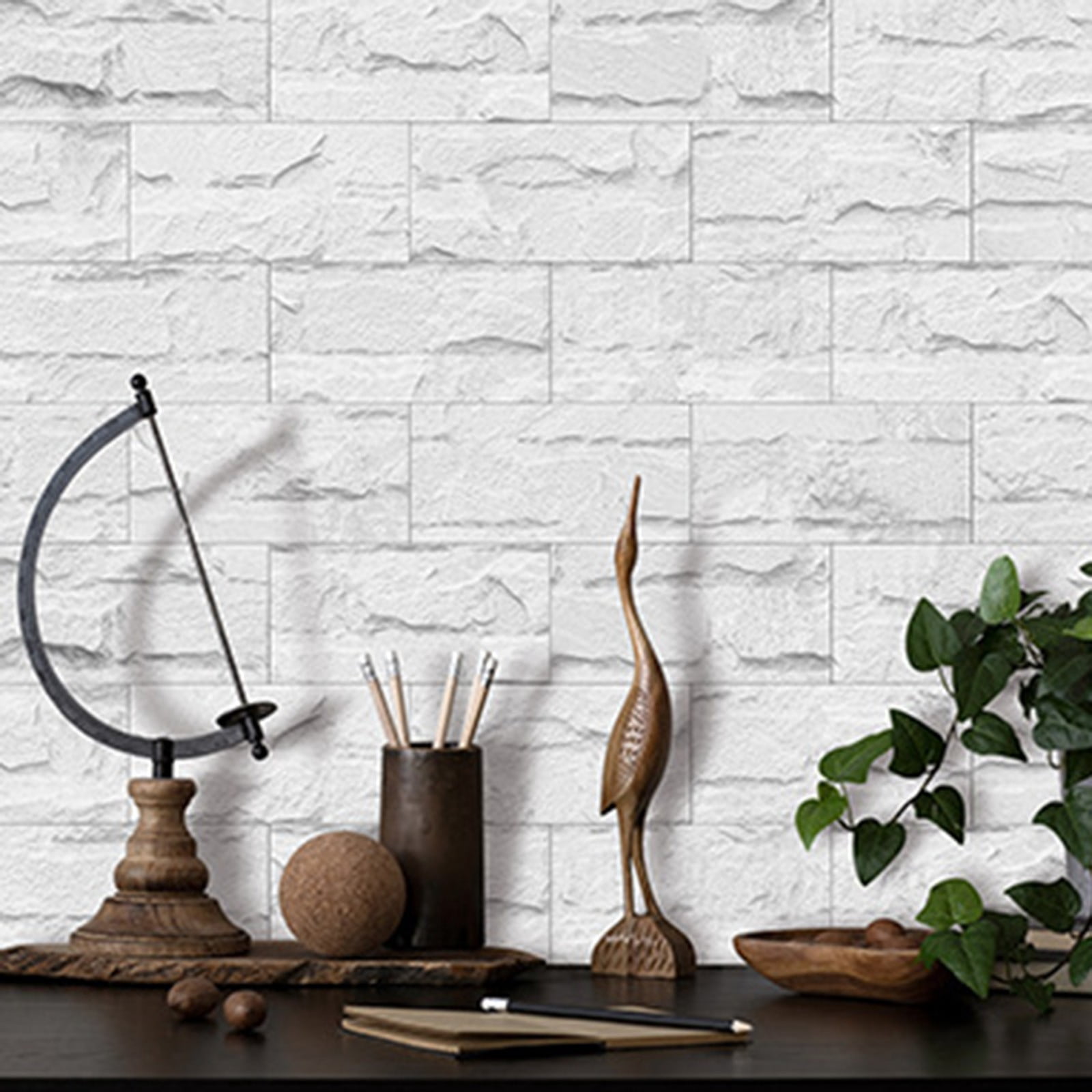 Peel And Stick Backsplash Tile, 4\" X 8\" Pvc Self-Adhesive Matte Brick Wall Tile