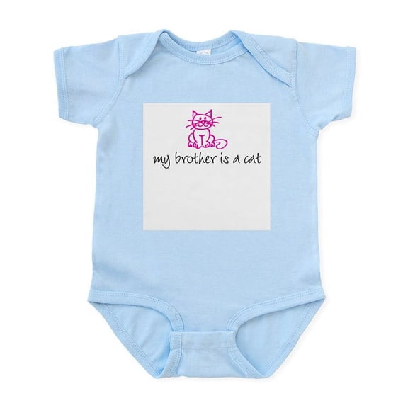 CafePress - My Brother Is A Cat Pink Infant Creeper - Baby Light Bodysuit, Size Newborn - 24 Months