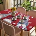 thumbnail image 3 of Christmas Red Table Cloths for 6 Foot Rectangle Tables, Cute Gnomes Xmas Winter Snowflakes Patio Waterproof Elastic Fitted Tablecloths, Washable Rectangular Table Cover for Camping, 3 of 8