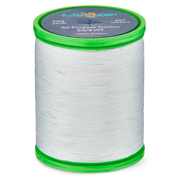 Hello Hobby Glacier Gray 100% Pima Cotton All Purpose Thread, 50/3 WT, 500 Yards
