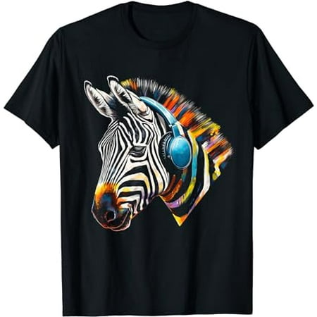 Zebra Headphones Artwork | Music Animal Motif Zebra T-Shirt