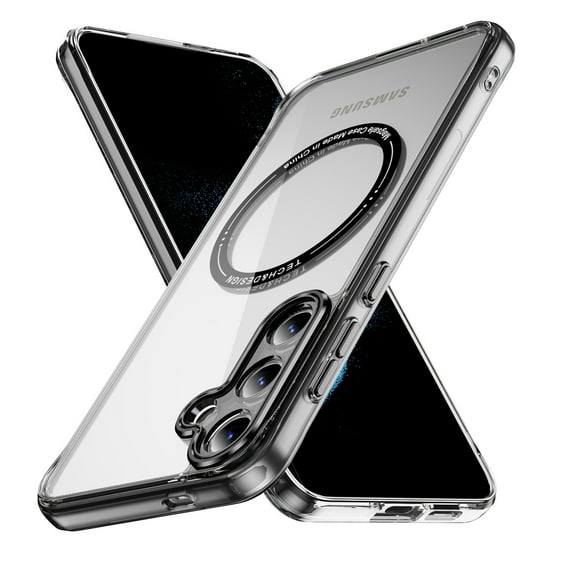 Dteck Magnetic for Samsung Galaxy S23 FE Case Electroplated TPU Frame Compatible with MagSafe Hard PC Clear Back Shockproof Phone Cover for Samsung Galaxy S23 FE,Black