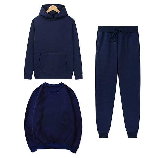 Commandes Passées par Moi Récemment Ensembles d'Entraînement Décontractés pour Femmes 3 Pcs ZVAVZ Ensemble de Survêtement d'Automne pour Femmes avec Chandail à Capuche Uni, Hauts à Col Rond, Chandail à Capuche et Pantalon de Survêtement à Cordon de Serrage 3 Pcs