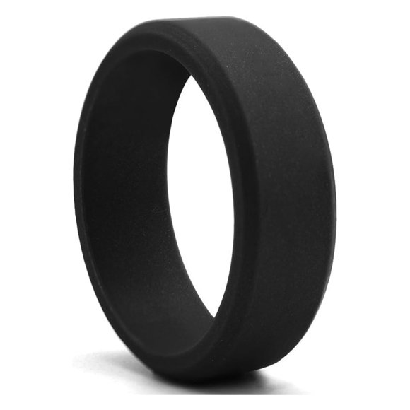 Women's Silicone Wedding Rings - Rubber Wedding Rings - 8mm Wide, 2mm Thick (Black)