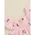 thumbnail image 6 of Qmyliery Baby Girl Shorts Set Cherry Print Smocked Fly Sleeve Babydoll Tops Elastic Waist Ruffle Shorts 2 Piece Summer Outfit 3 6 12 18 24 Months, 6 of 8