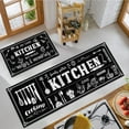 thumbnail image 5 of Black and White Kitchen Rugs Sets of 2 Non Slip Washable Kitchen Mats for Floor 2 Piece Black Kitchen Rug Mat Set Decor, 5 of 6