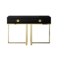 thumbnail image 3 of Posh Living Mano 2-Drawers Stainless Steel Base Console Table Black/Gold, 3 of 9