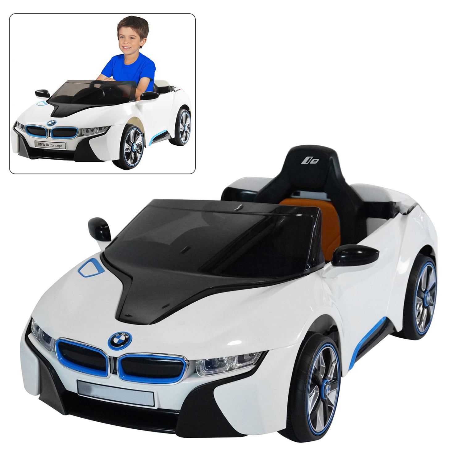 12V BMW I8 Power Electric Battery Kids Ride on Car 4 Speed w/ RC MP3 FM White 