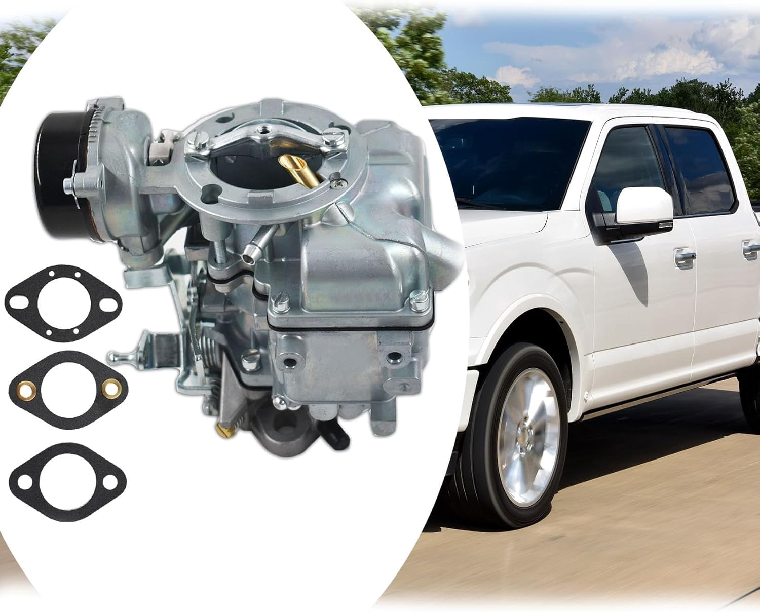 KIPA Carburetor For Ford 240 250 300 Engine (1975-1982) - YF Type Replacement For Carter Carb, Includes Gaskets