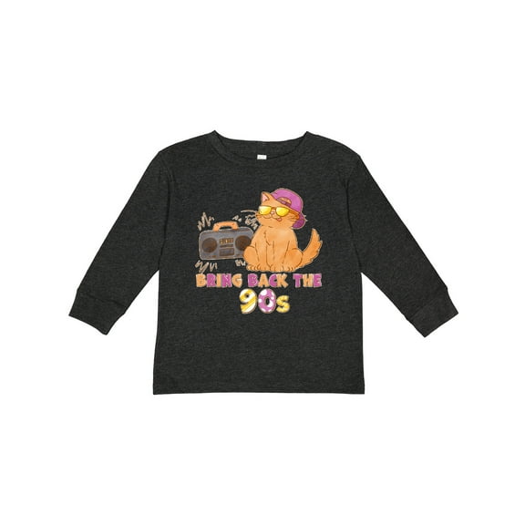 Inktastic Bring Back The 90s Cool Orange Cat Boys or Girls Long Sleeve Toddler T-Shirt