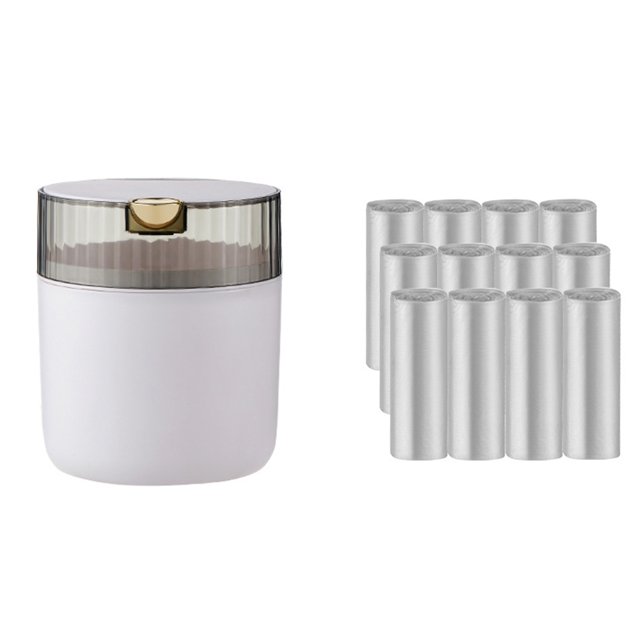 Visland 1 Set Desktop Dustbin with Rubbish Bag Large Opening Push Type Plastic Hidden Disposal Pouch Design Creative Mini Waste Bin for Hotel
