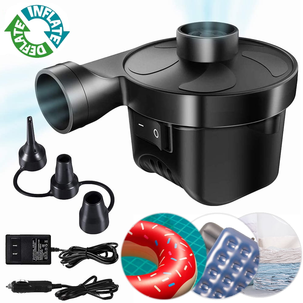 Electric Air Pump Power Inflator Blower For Car Boat Paddling Pool Beds Mattress 