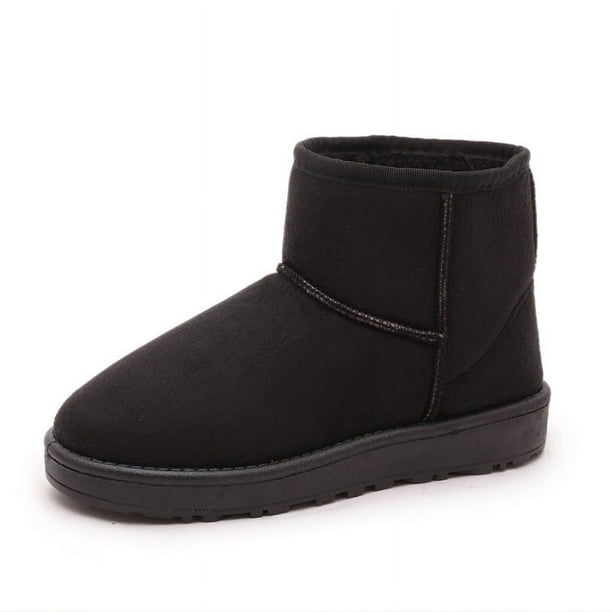 Botas de nieve de invierno para estudiantes femeninas, estilo coreano, cálidas, con forro polar, gruesas, planas, de algodón, botas de nieve de tubo corto de gamuza