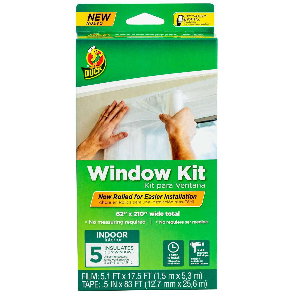 (2 pack) Duck Brand 62 in. x 210 in. Rolled Window Insulation Film Kit, Fits up to 5 Windows