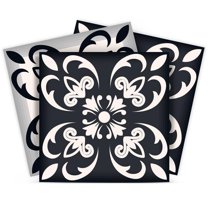 HomeRoots 390631 7 x 7 in. Black & White Quatro Peel & Stick Removable Tiles