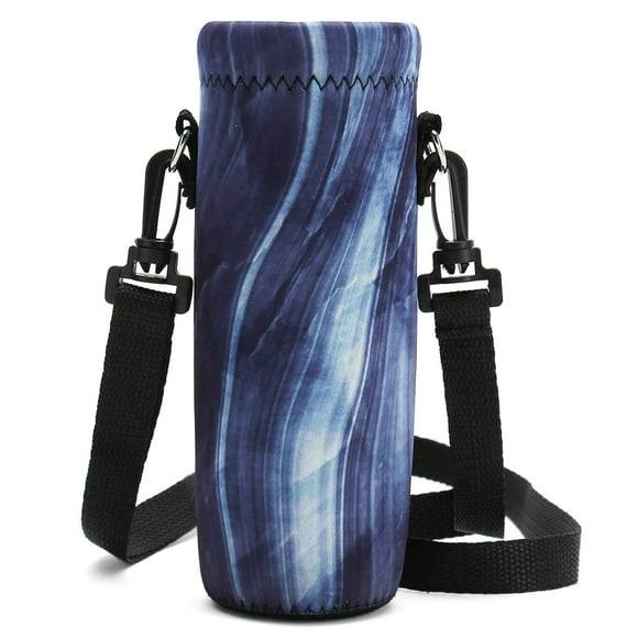 RIcHEN Neoprene Water Bottle carrier Bag with Adjustable Shoulder Strap,Insulated Water Bottle cover for 500ml16oz Stainless SteelglassPlastic Bottles (Blue Marble,500ML)