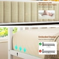thumbnail image 4 of Hijob Modern Sturdy Metal Twin Daybed Frame with Trundle & Upholstered LED Headboard, Sofa Bed for Living Room & Bedroom, White & Natural Wood, 4 of 11