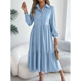 thumbnail image 3 of Women's Fall Fashion V Neck Long Sleeve Ruffle Dresses Tiered Swing Flowy Wedding Guest Cocktail Party Dress, 3 of 5