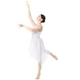 thumbnail image 4 of IBTOM CASTLE Women Lyrical Dance Costumes Lace Flower Embroidery Spliced Tulle Dress Flowy Chiffon Leotard Skirt XS White, 4 of 8